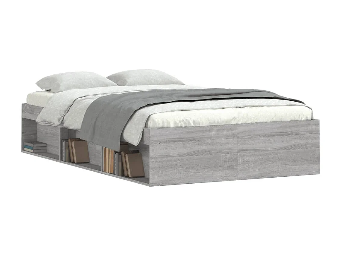 Estrutura de cama de casal pequena 120x190 cm cinzento sonoma