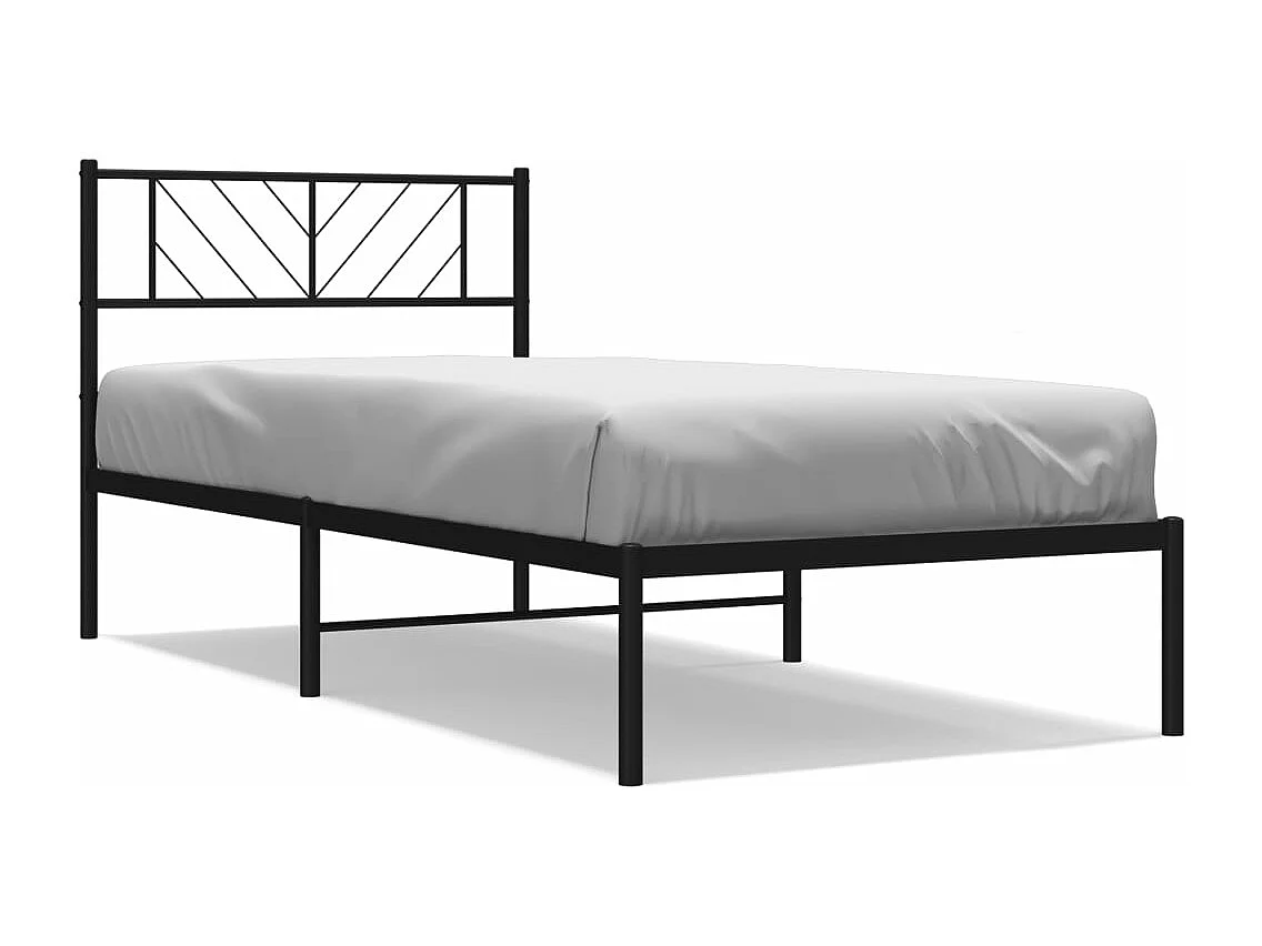 Estrutura de cama com cabeceira 75x190 cm metal preto