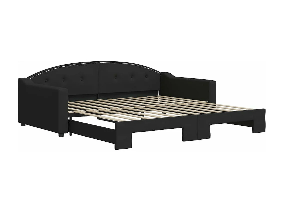 Lit de jour avec lit gigogne noir 100x200 cm tissu