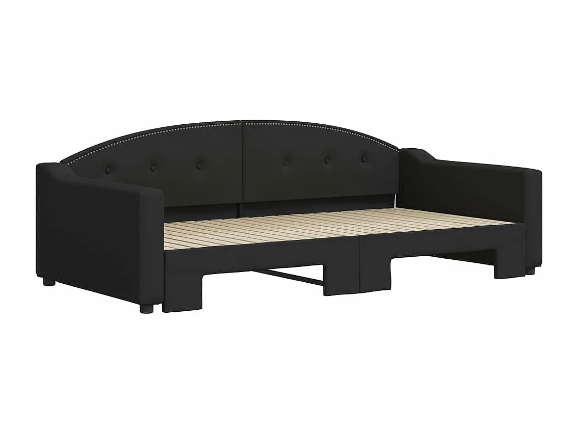 Lit de jour avec lit gigogne noir 100x200 cm tissu