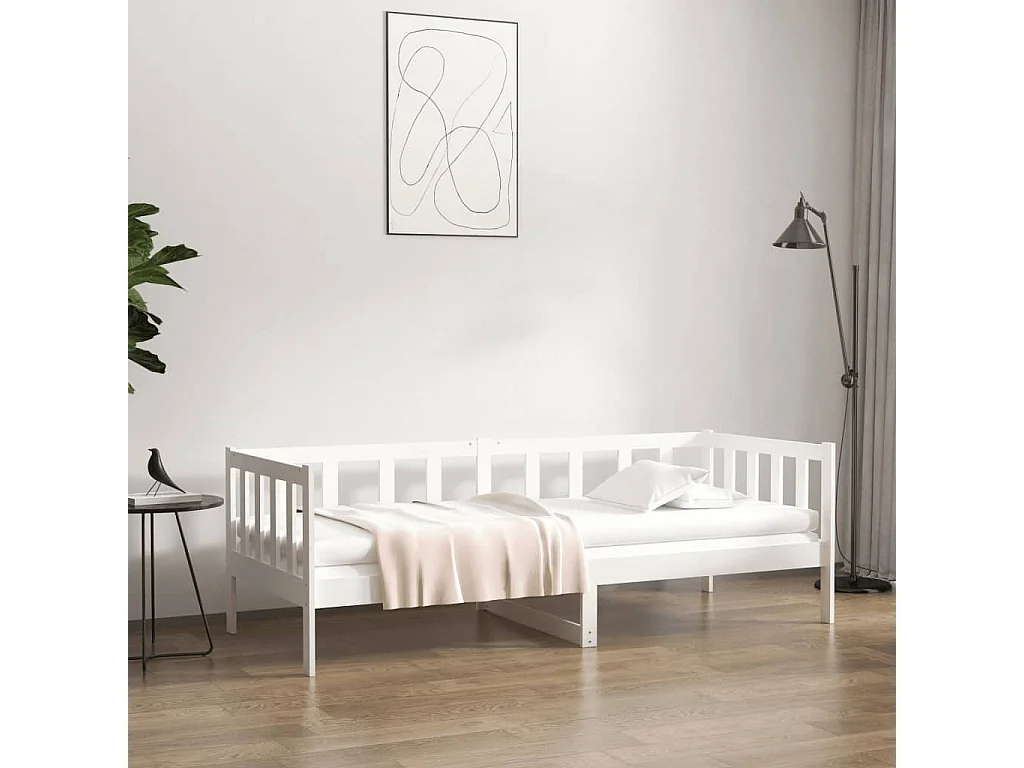 Lit de jour Blanc 90x190 cm Bois de pin massif