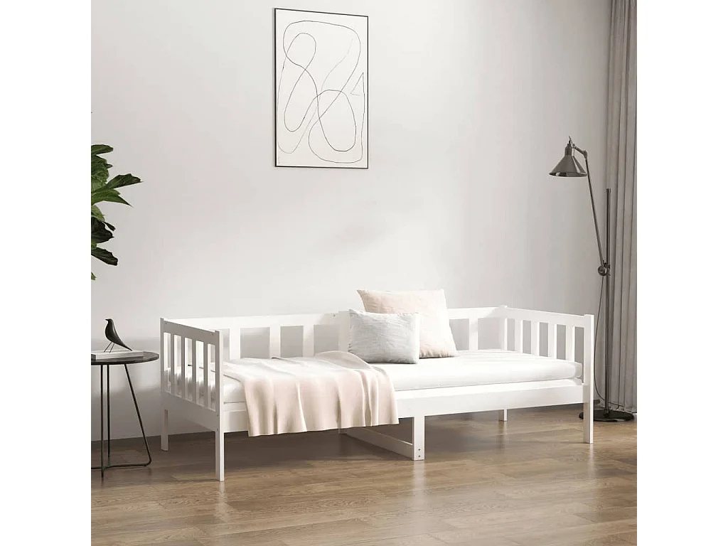Lit de jour Blanc 90x190 cm Bois de pin massif