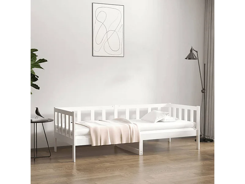 Lit de jour Blanc 90x190 cm Bois de pin massif