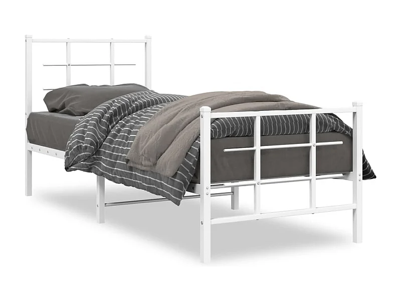 Estructura cama metal con cabecero y pie cama blanca 75x190 cm