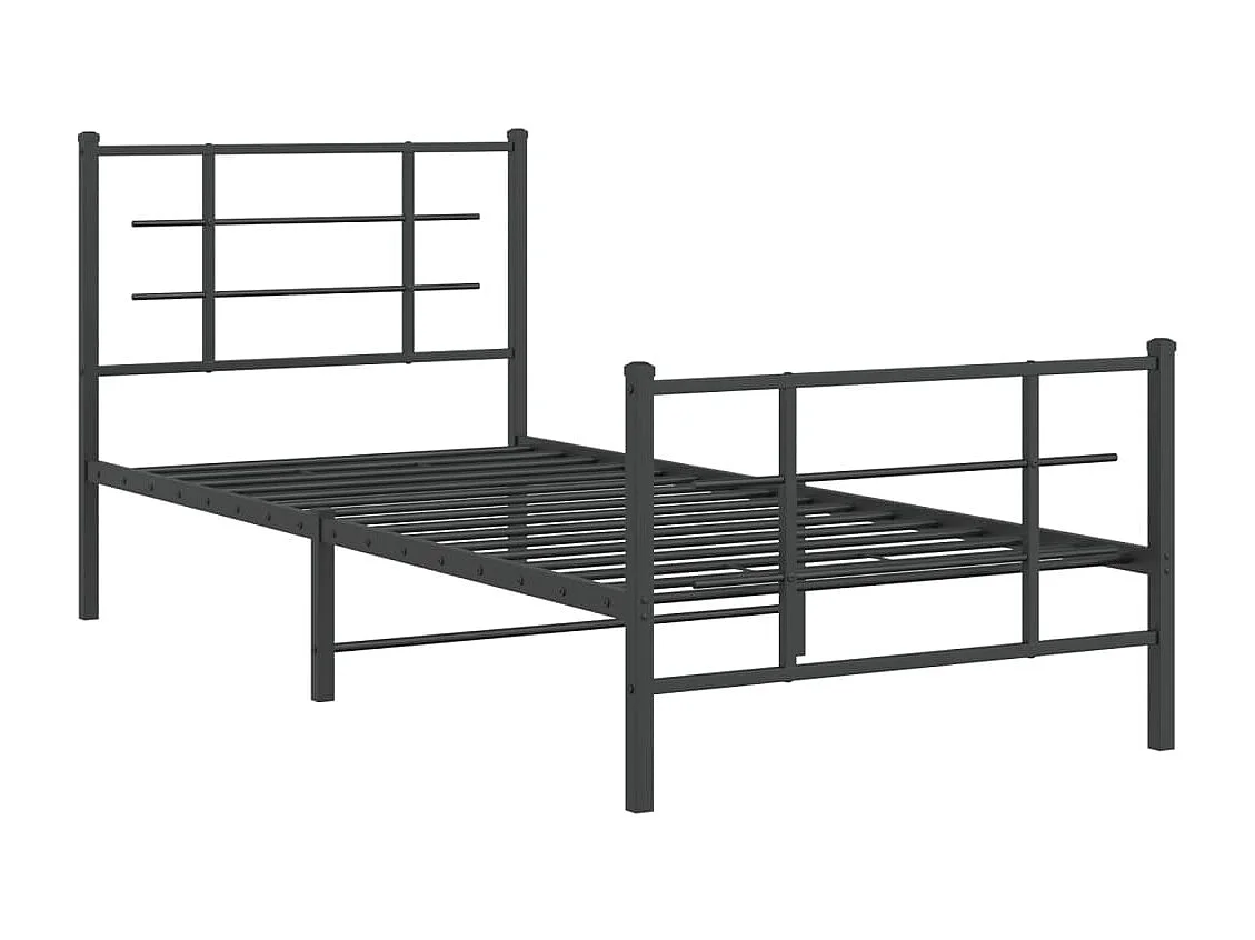 Cadre de lit métal avec tête de lit/pied de lit noir 90x200 cm
