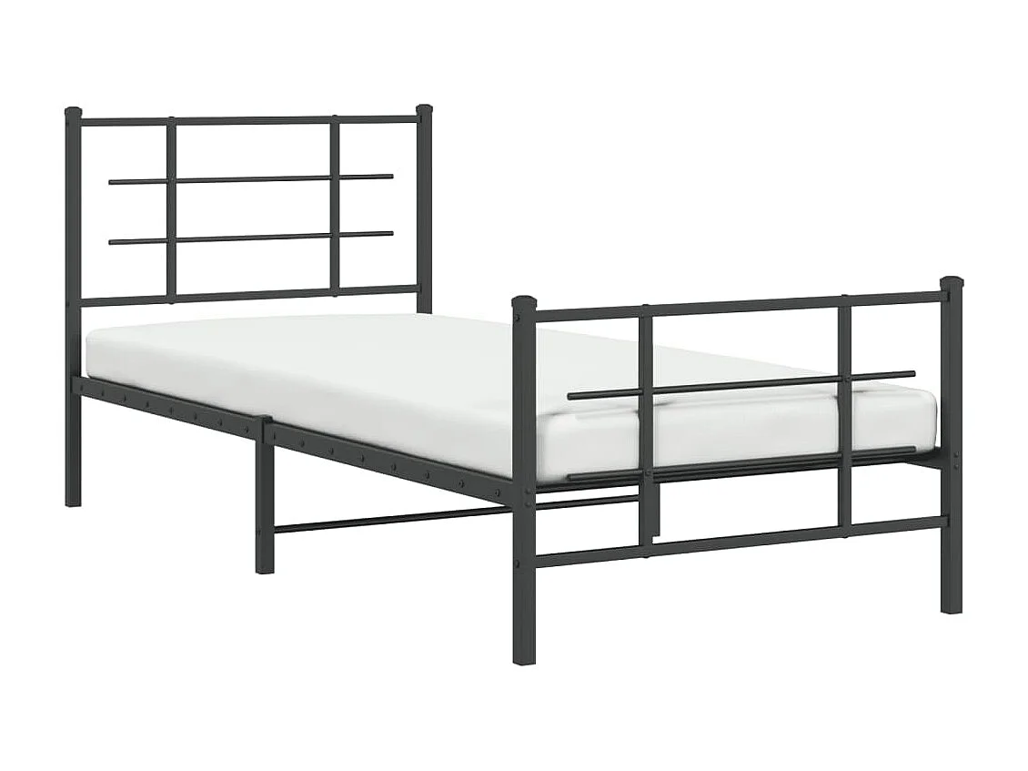 Estrutura de cama com cabeceira e pés 90x200 cm metal preto