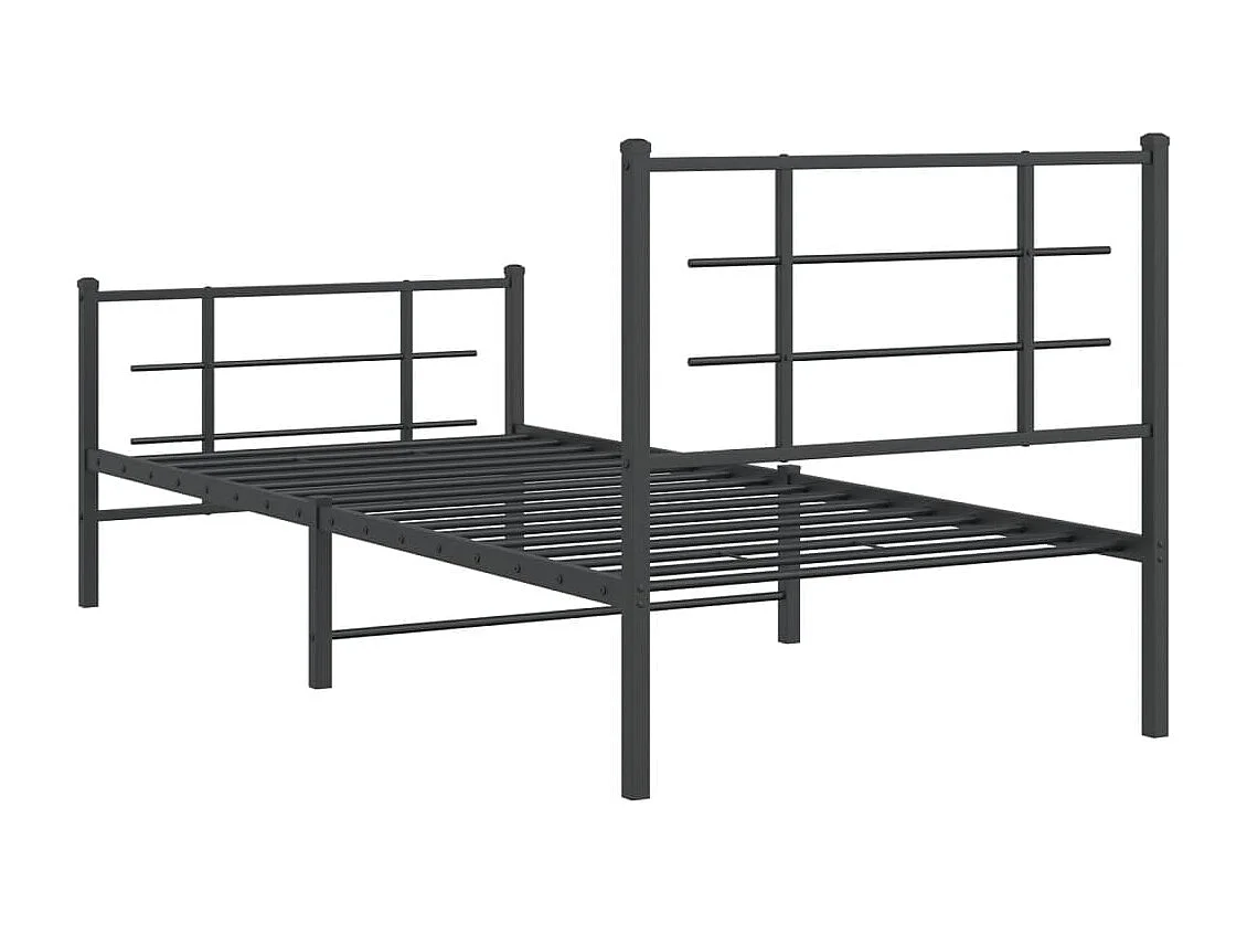 Estrutura de cama com cabeceira e pés 90x200 cm metal preto