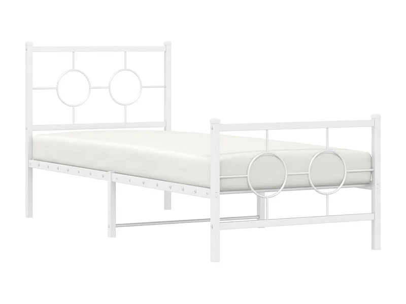 Estrutura de cama com cabeceira e pés 75x190 cm metal branco
