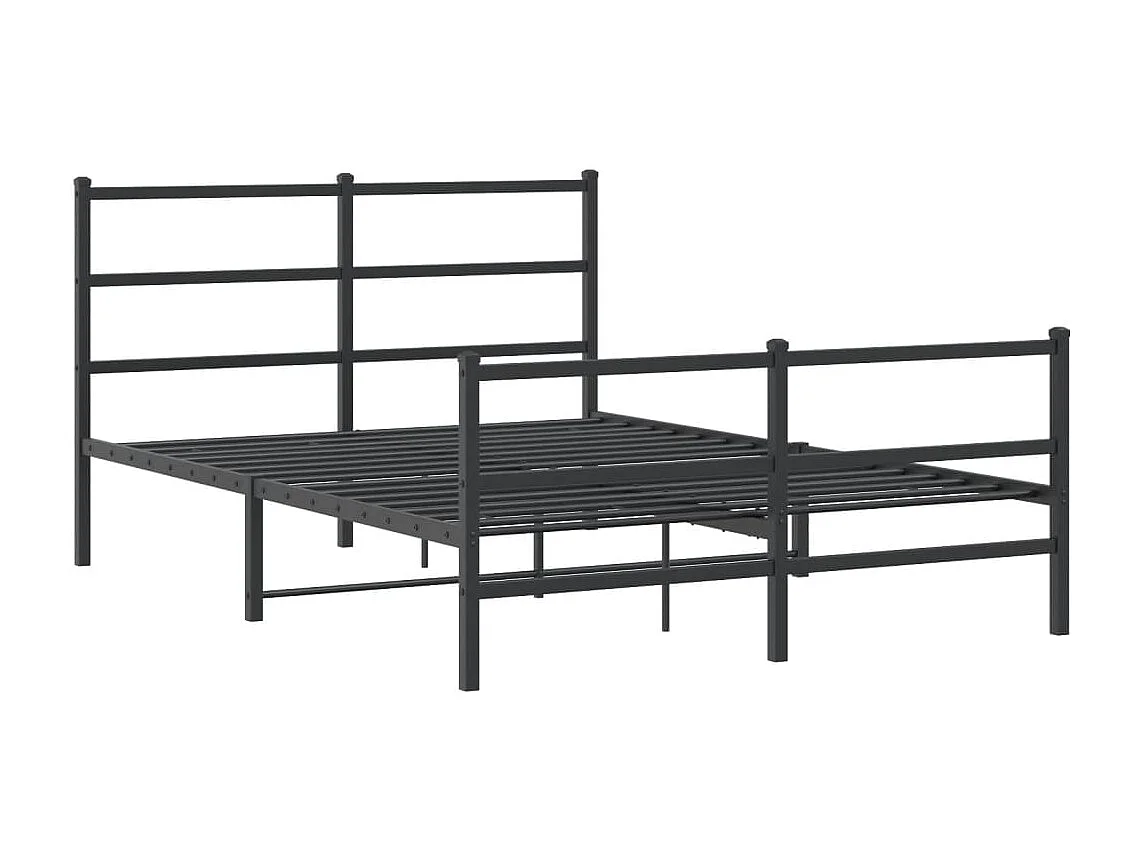 Cadre de lit métal avec tête de lit/pied de lit noir 140x190 cm