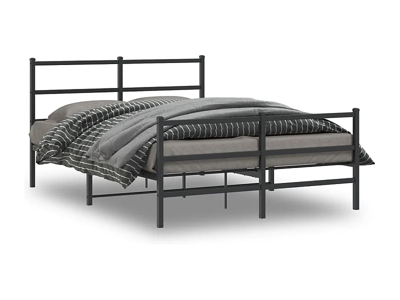 Estrutura de cama com cabeceira e pés 140x190 cm metal preto