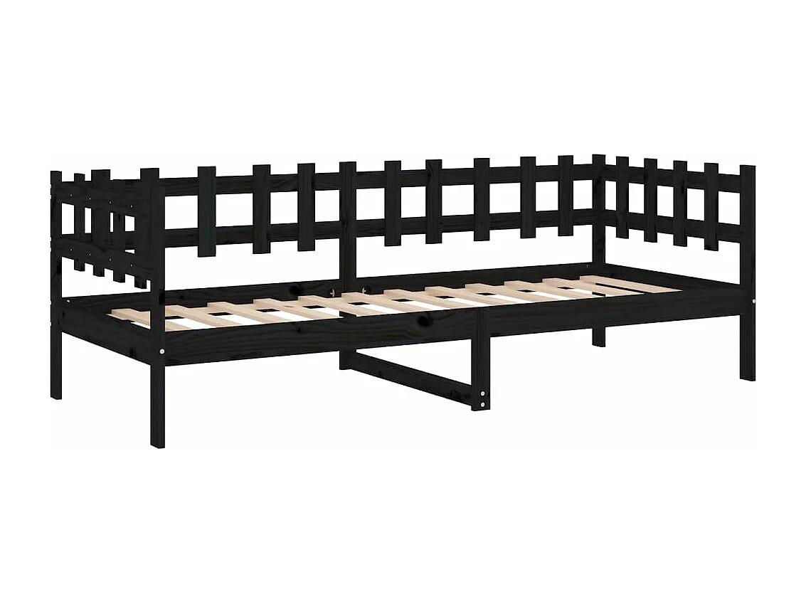 Lit de jour Noir 90x200 cm Bois de pin massif