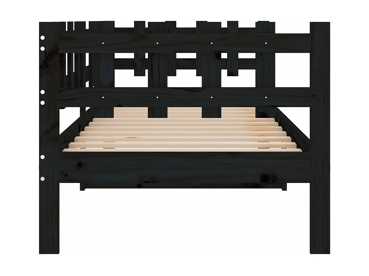 Lit de jour Noir 90x200 cm Bois de pin massif