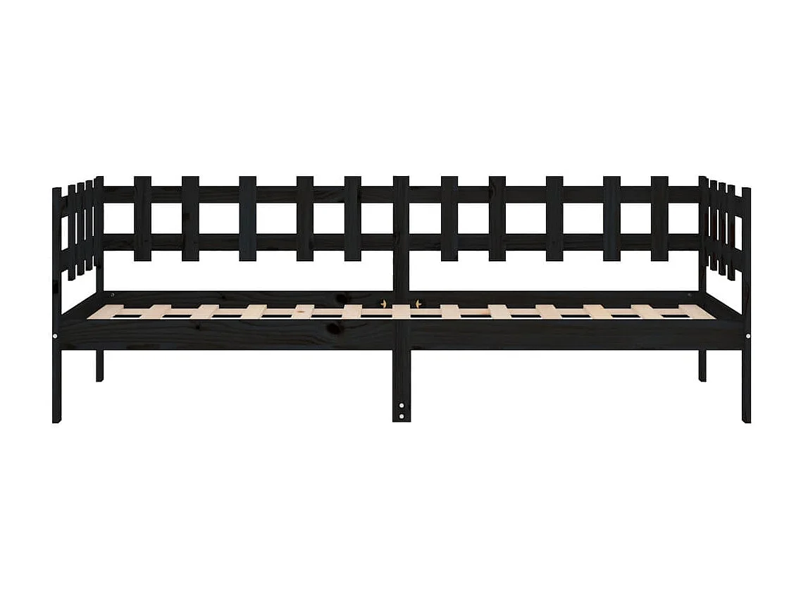 Lit de jour Noir 90x200 cm Bois de pin massif