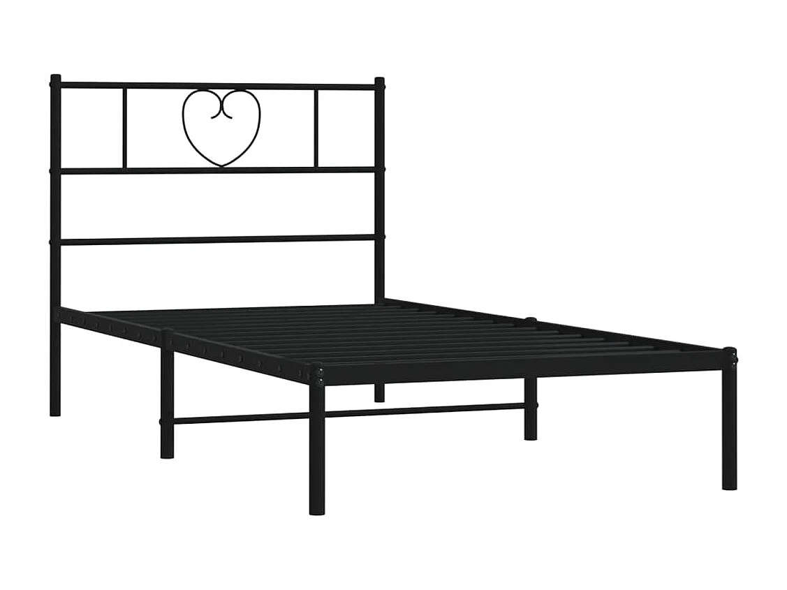 Estructura de cama con cabecero metal negro 75x190 cm