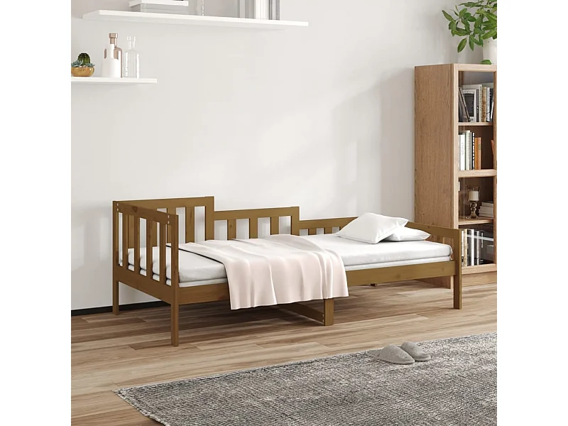 Lit de jour Marron miel 90x190 cm Bois de pin massif
