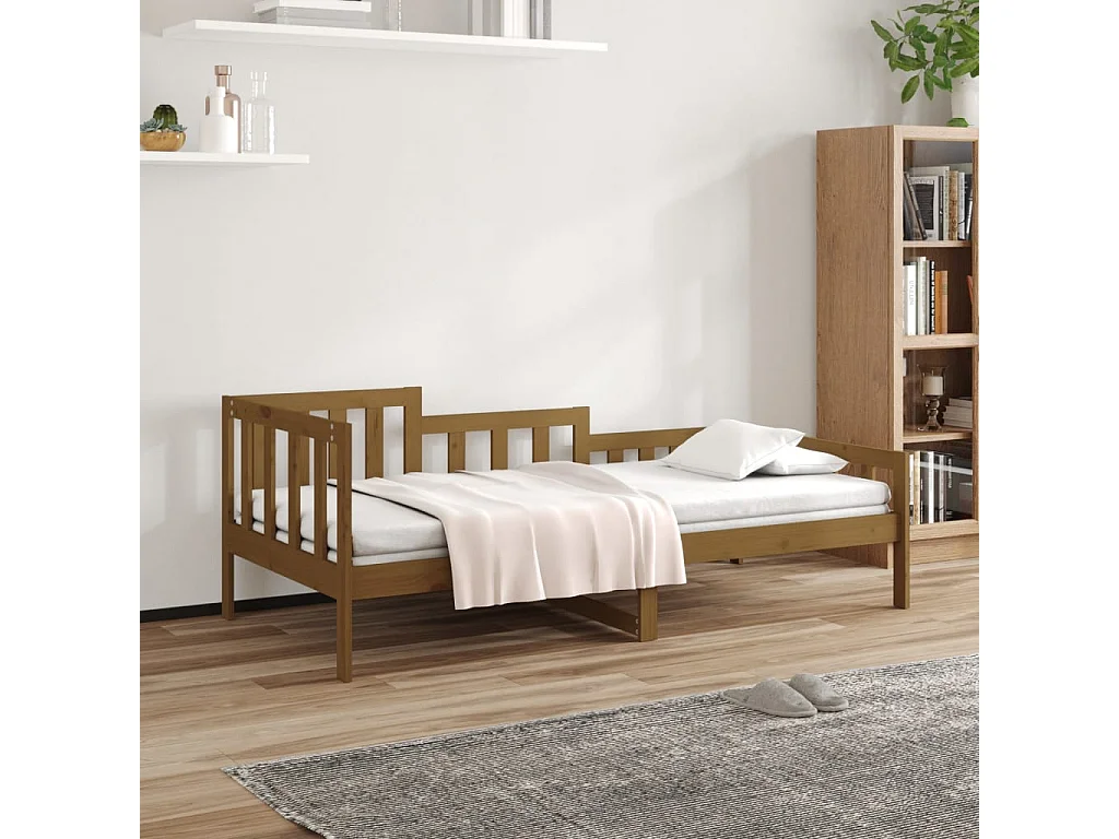 Lit de jour Marron miel 90x190 cm Bois de pin massif