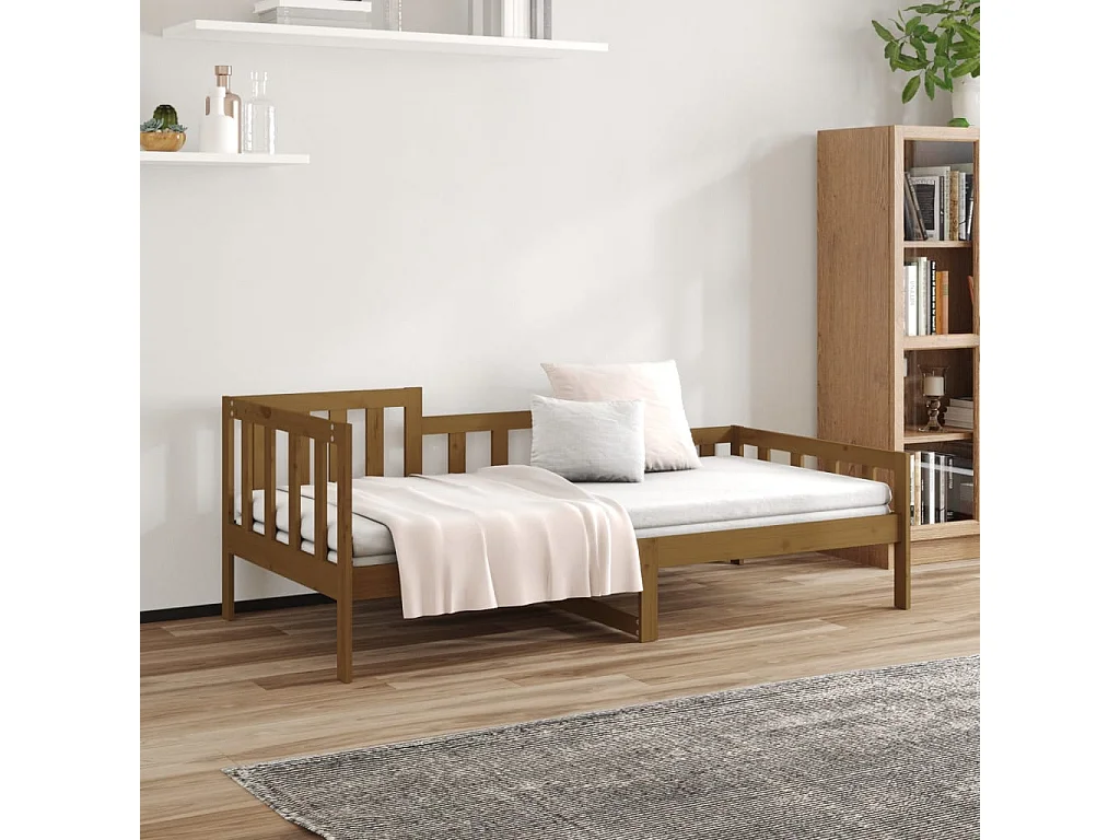 Lit de jour Marron miel 90x190 cm Bois de pin massif