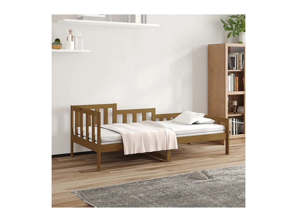 Lit de jour Marron miel 90x190 cm Bois de pin massif