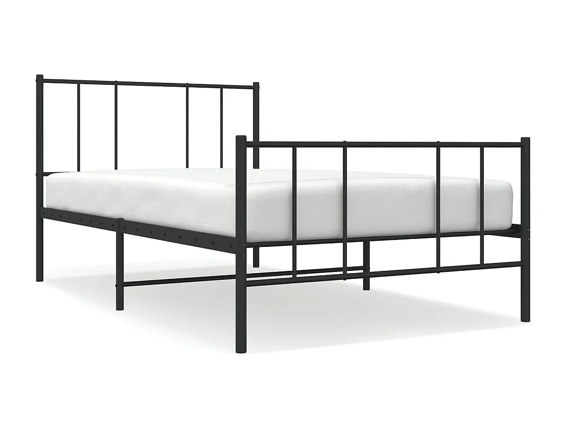 Estructura de cama con cabecero y estribo metal negro 107x203cm