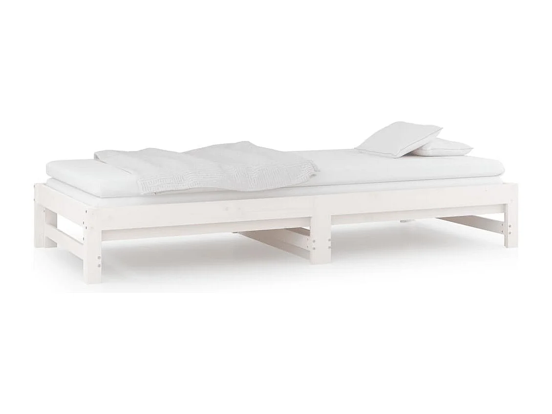 Lit coulissant Blanc 2x(90x190) cm Bois de pin massif