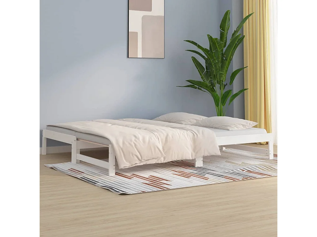 Lit coulissant Blanc 2x(90x190) cm Bois de pin massif