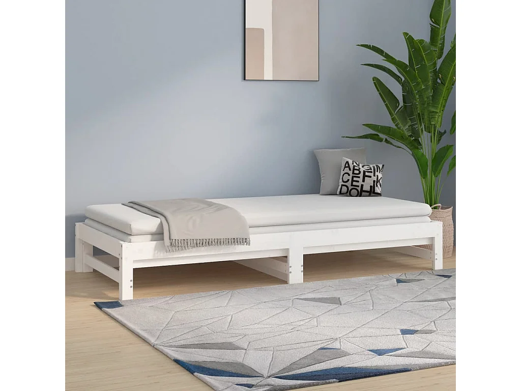 Lit coulissant Blanc 2x(90x190) cm Bois de pin massif