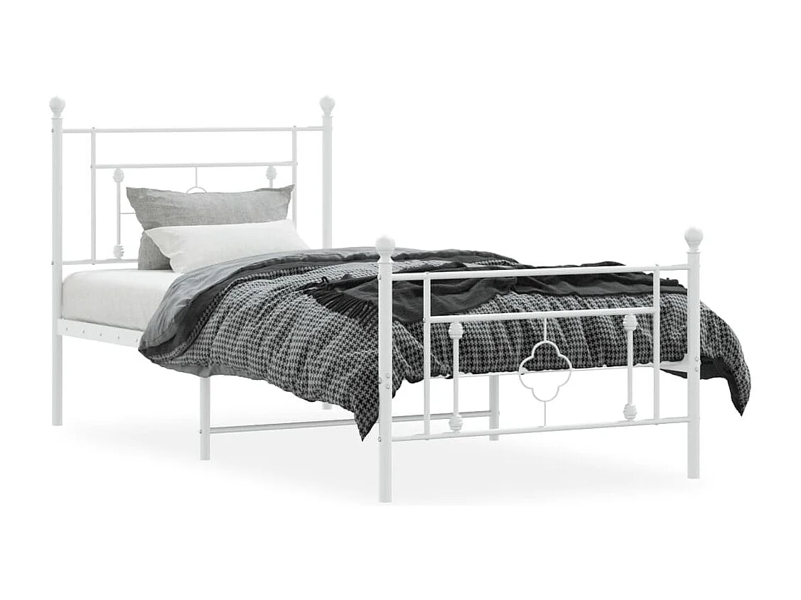 Estrutura de cama com cabeceira e pés 100x200 cm metal branco