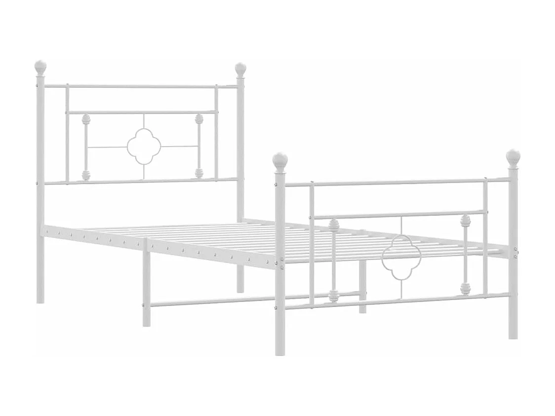 Estrutura de cama com cabeceira e pés 100x200 cm metal branco