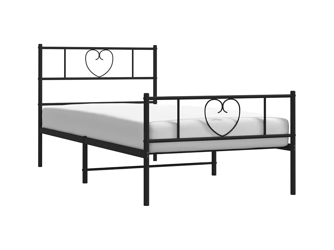 Cadre de lit métal avec tête de lit/pied de lit noir 80x200 cm