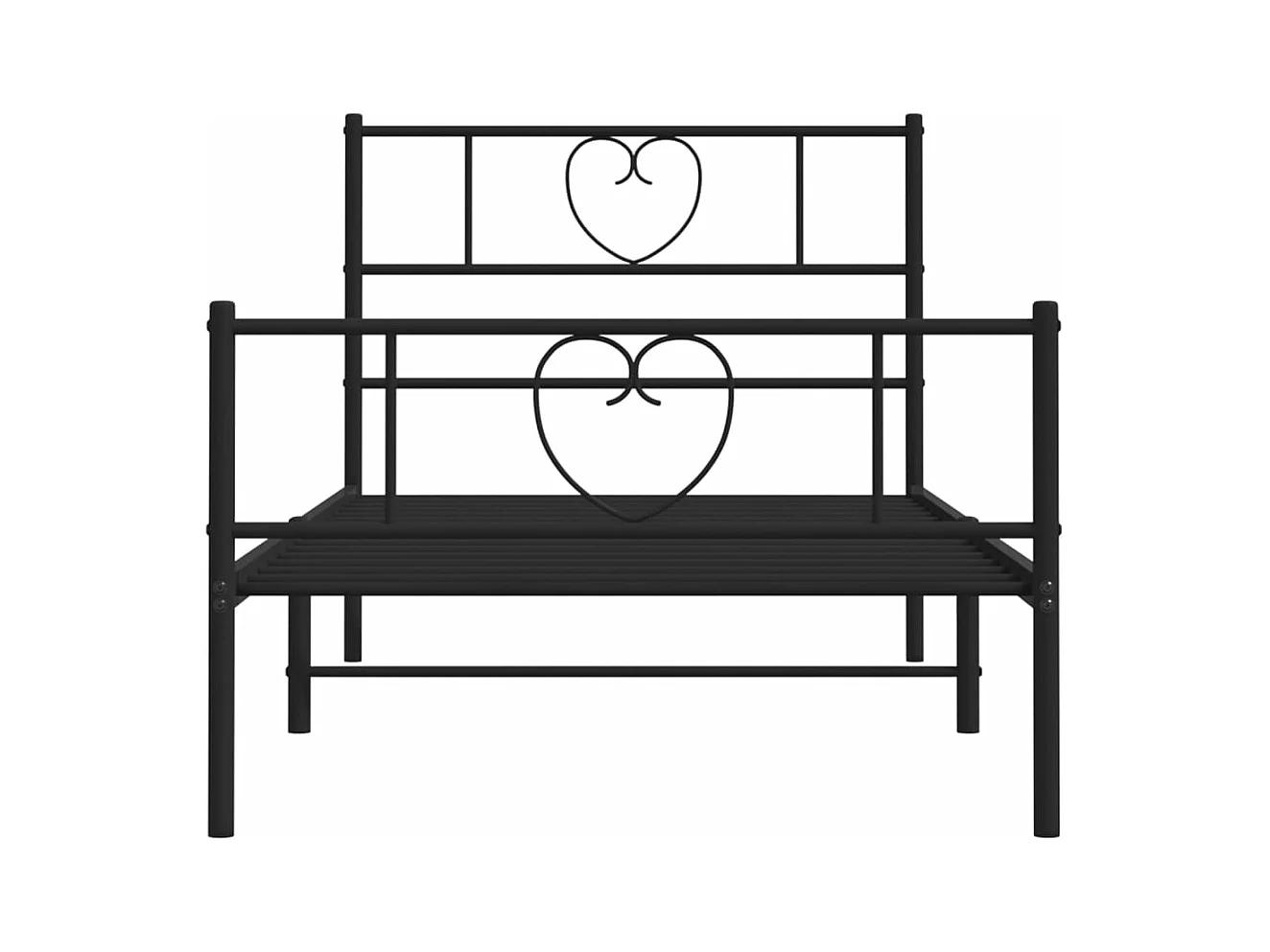 Cadre de lit métal avec tête de lit/pied de lit noir 80x200 cm
