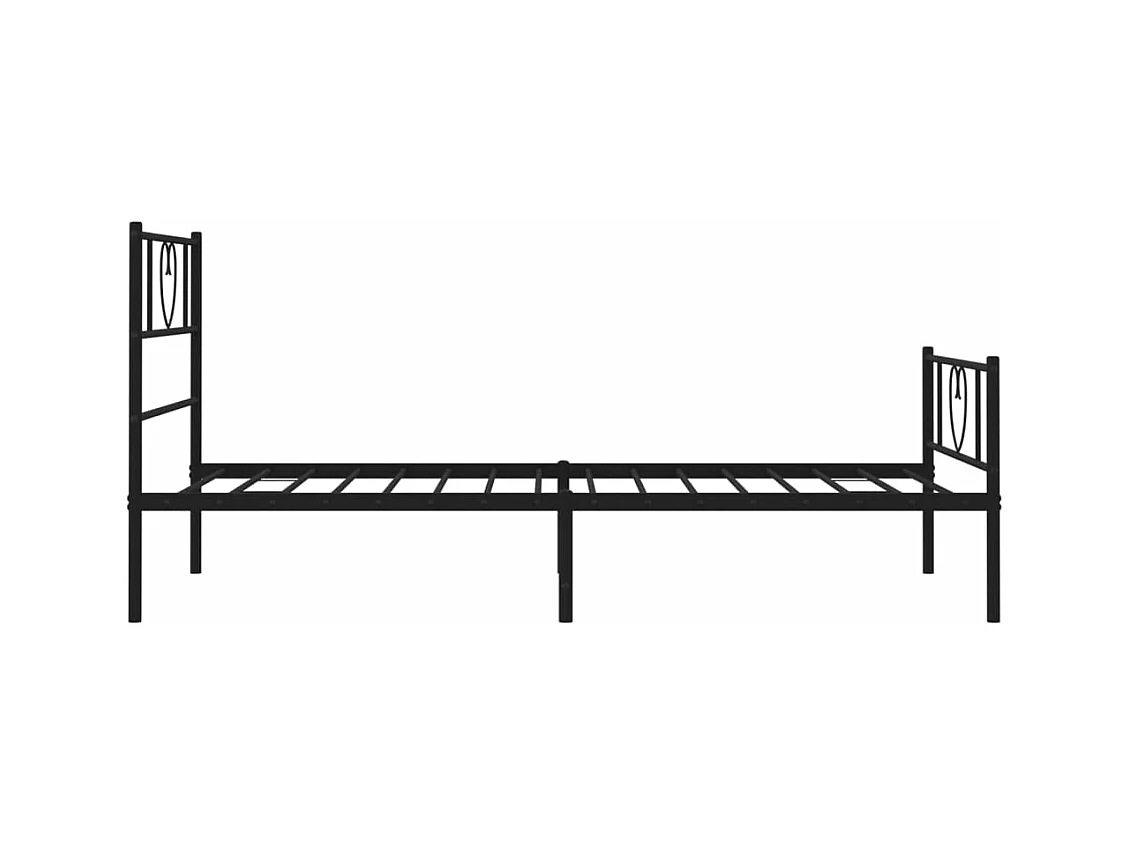Cadre de lit métal avec tête de lit/pied de lit noir 80x200 cm