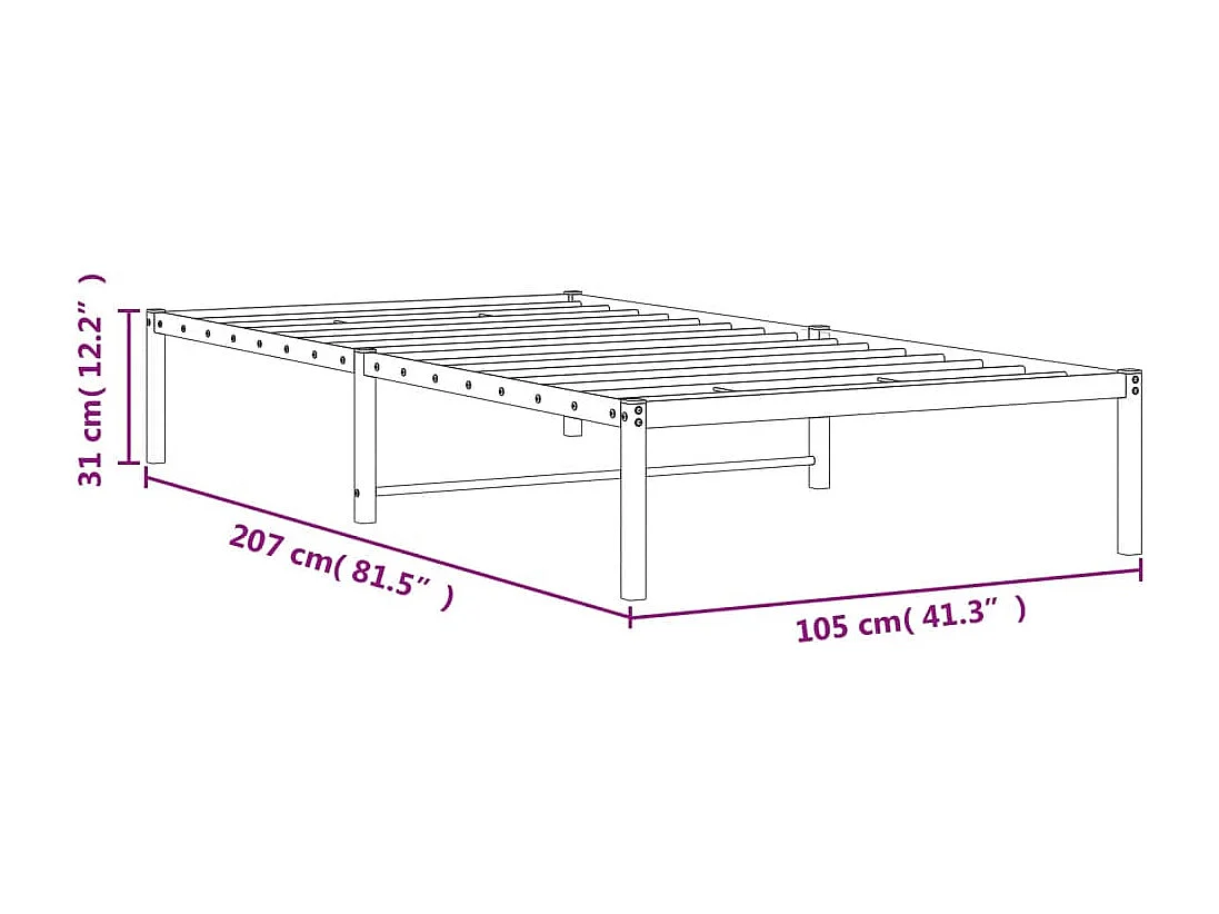 Estructura de cama de metal blanca 100x200 cm