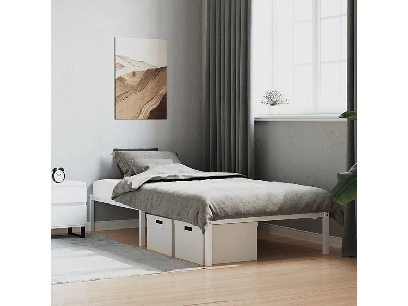 Estructura de cama de metal blanca 100x200 cm