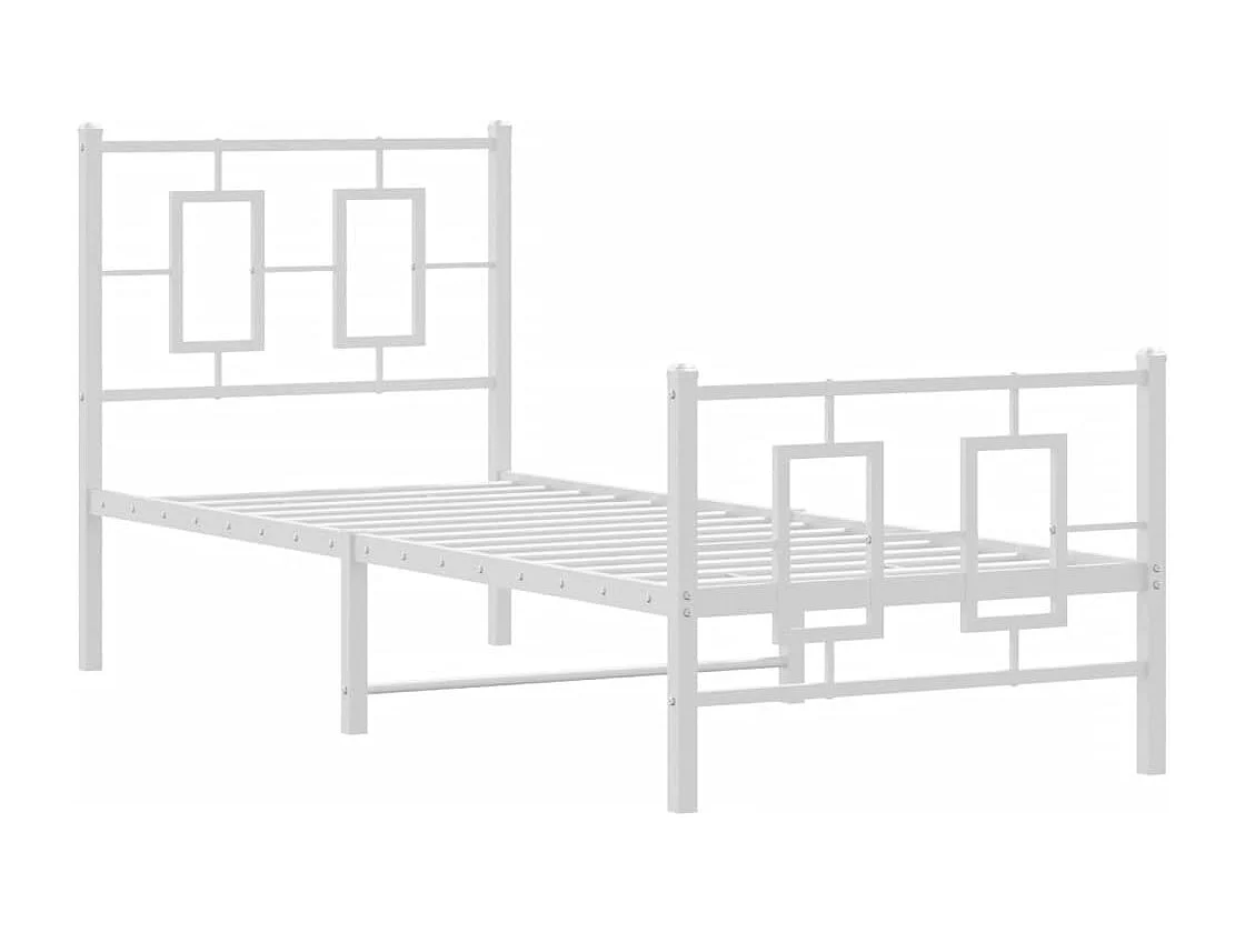 Estrutura de cama com cabeceira e pés 75x190 cm metal branco
