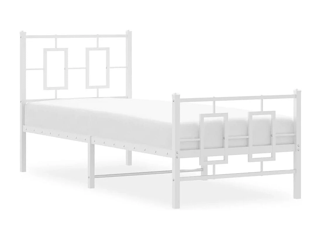 Estrutura de cama com cabeceira e pés 75x190 cm metal branco