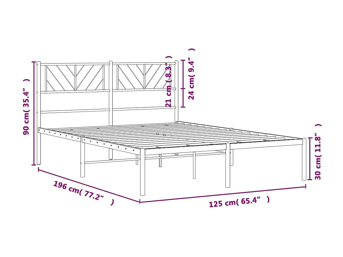 Estructura de cama de metal con cabecero blanca 120x190 cm