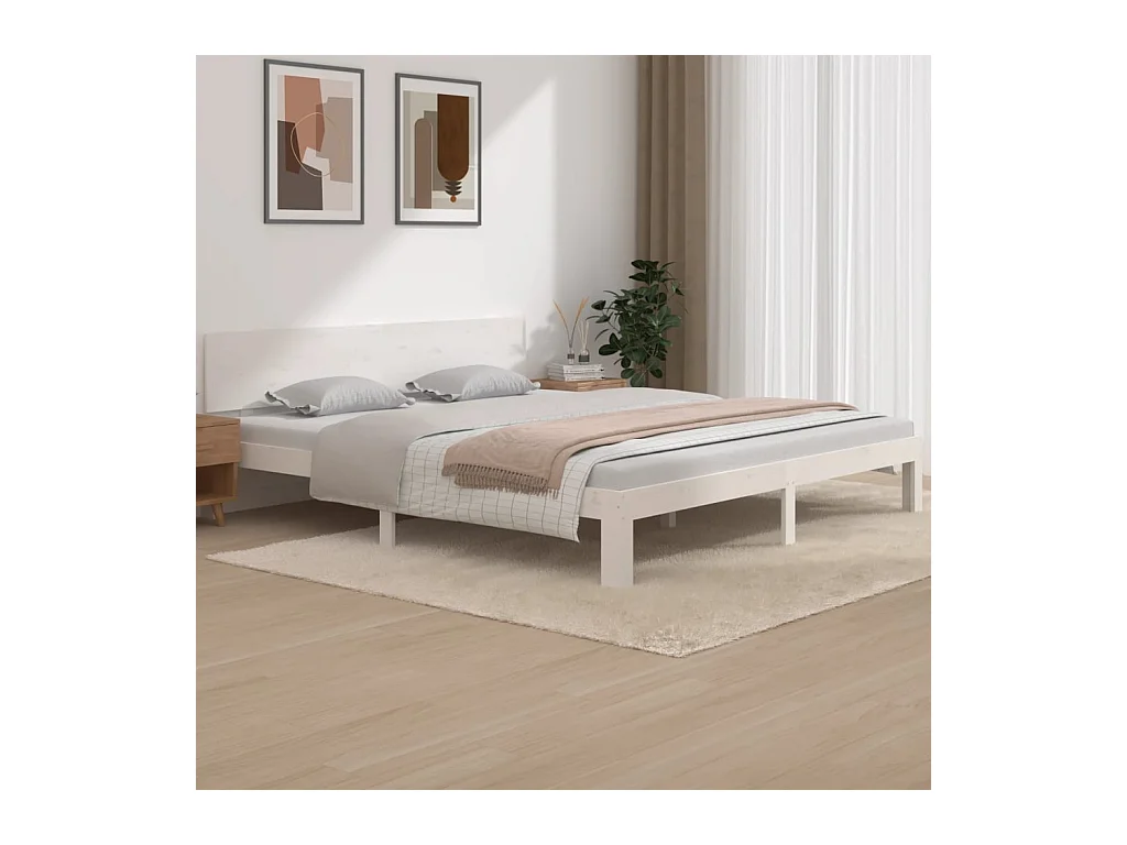 Bedframe massief hout wit 180x200 cm