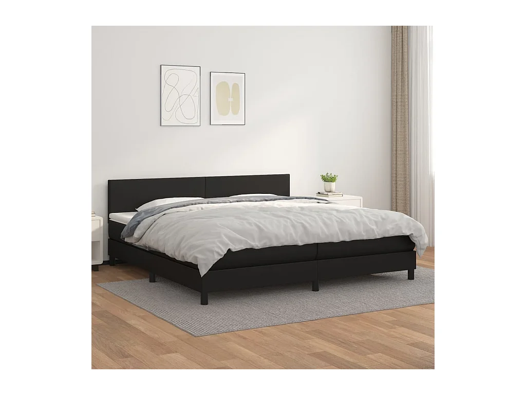 Lit à sommier tapissier avec matelas Noir 200x200 cm Similicuir