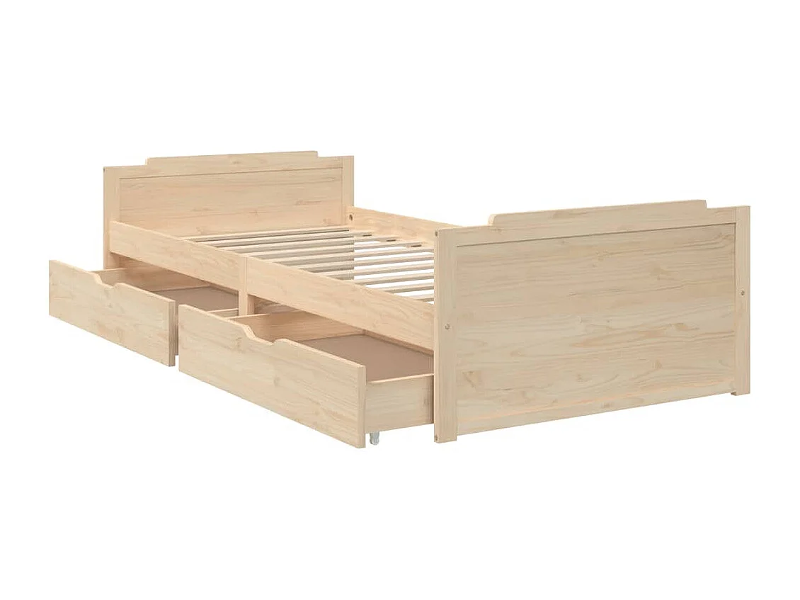 Estrutura de cama com gavetas 90x200 cm pinho maciço