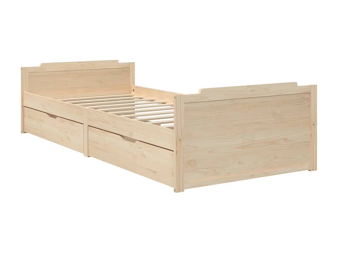 Cadre de lit avec tiroirs Bois de pin massif 90x200 cm