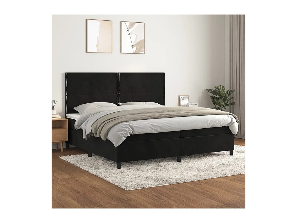 Boxspring met matras fluweel zwart 200x200 cm