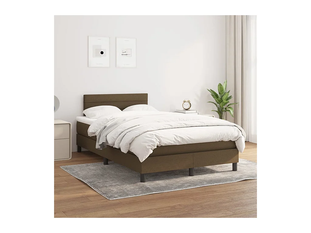 Boxspring met matras stof donkerbruin 120x200 cm