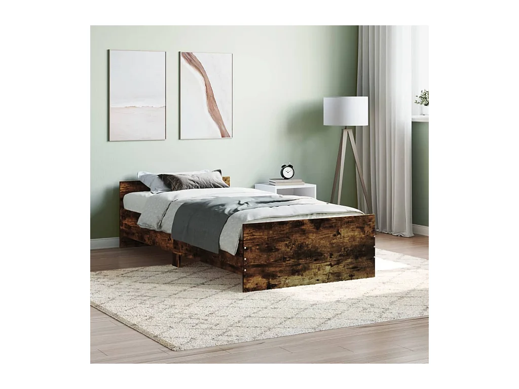 Cadre de lit chêne fumé 100x200 cm bois d'ingénierie