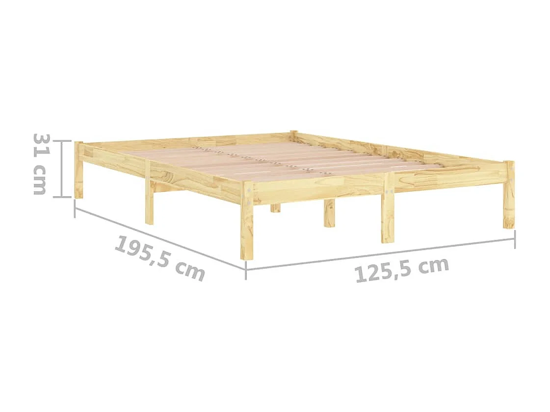 Estrutura de cama pequena casal UK 120x190 cm pinho maciço