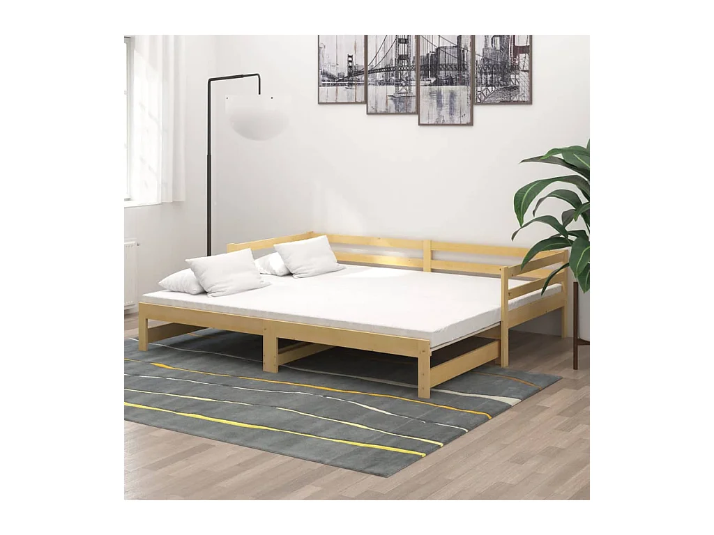 Lit coulissant 2x(90x200) cm Bois de pin massif