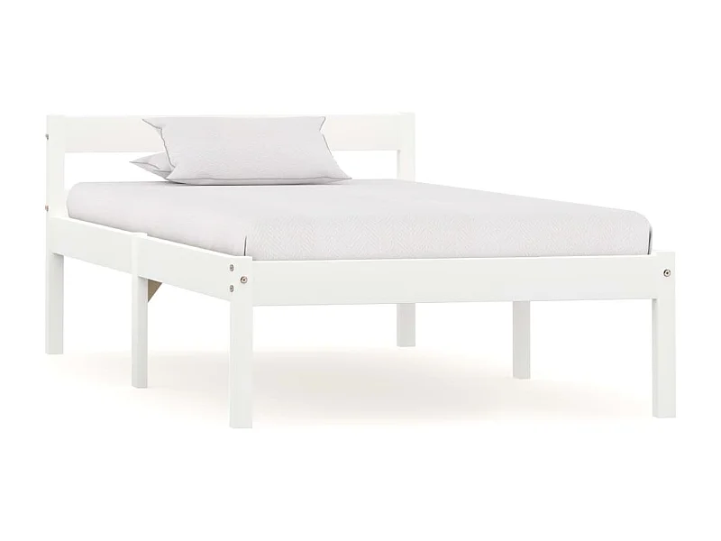 Estrutura de cama 100x200 cm madeira pinho maciço branco