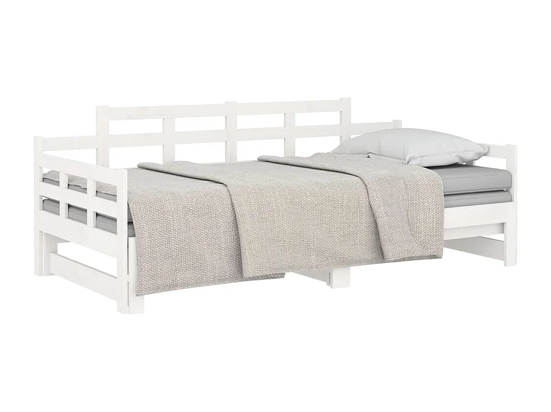 Sofá cama extraíble madera maciza de pino blanco 2x(90x190) cm