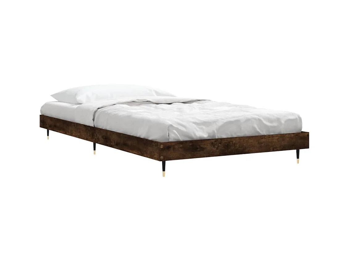 Estructura de cama madera contrachapada roble humo 100x200 cm