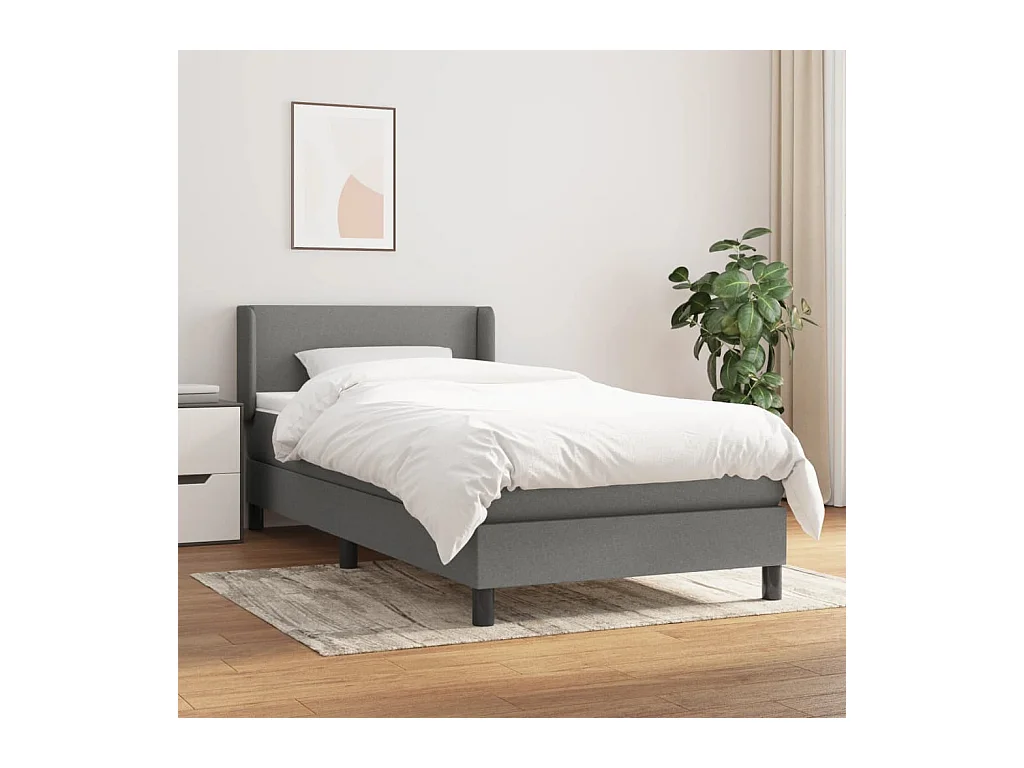 Boxspring met matras stof donkergrijs 100x200 cm