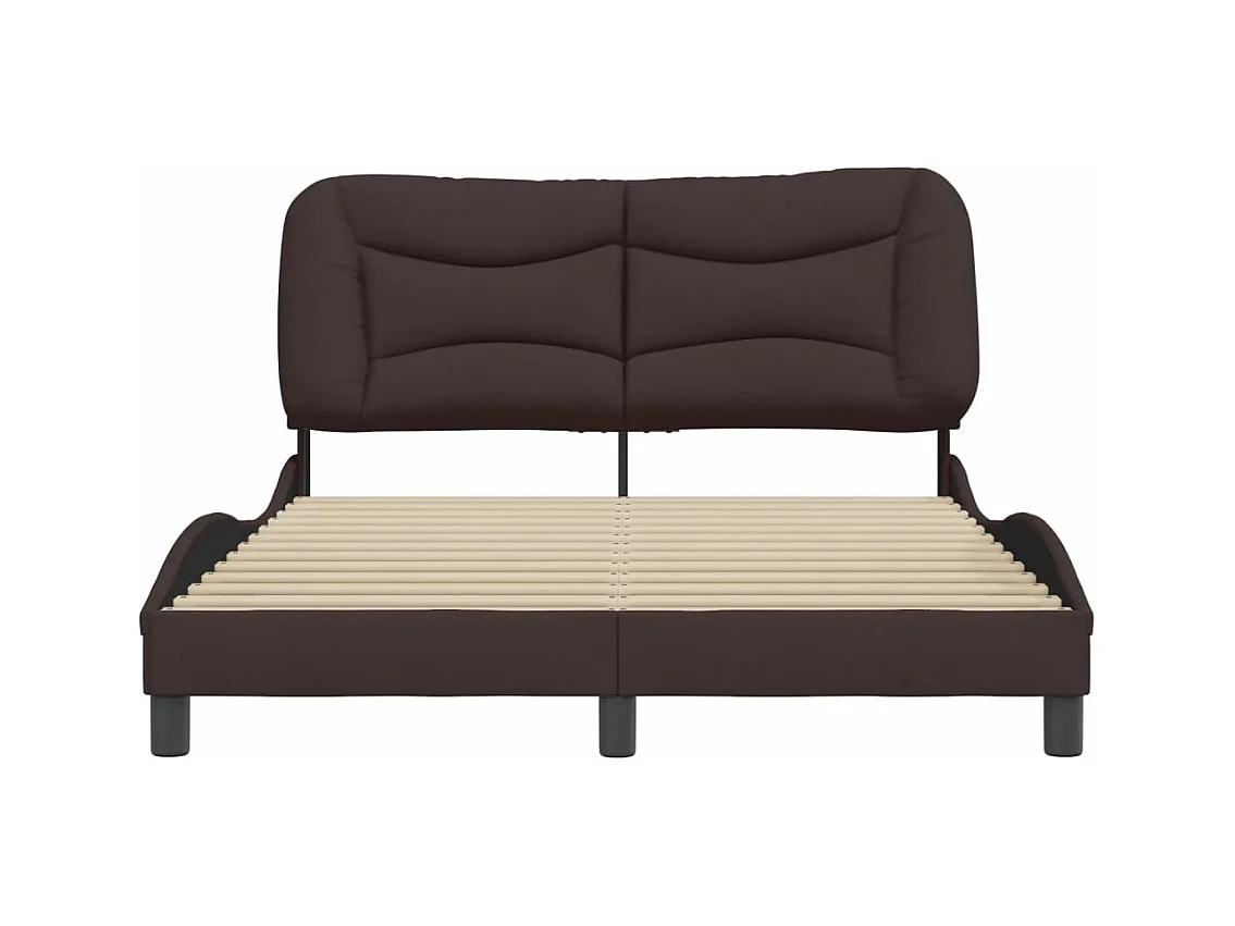 Estrutura de cama c/ cabeceira 140x200cm tecido castanho-escuro